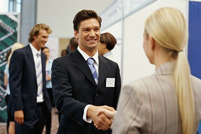 trade-show people having a handshake